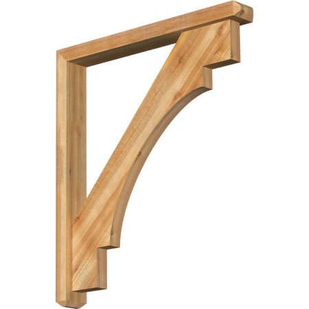 Merced Craftsman Rough Sawn Bracket W/ Offset Brace, Western Red Cedar, 4W X 32D X 36H